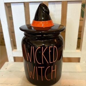 Rae Dunn Black and Orange Wicked Witch Jar